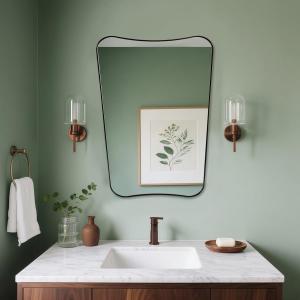 ANDY STAR Brushed Bronze Asymmetrical Mirror, 24"x36" Bathroom Mirror with Premium Stainless Steel Thin Frame, Antique Butterfly-Inspired Designer Mirror, Ideal for Bathroom, Powder Room, Entryway