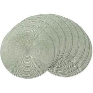 AHHFSMEI Round Braided Placemats 15 Inch Round Table Mats for Dining Tables Natural Woven Heat Resistant Place mats Set of 8 (Sage Green,8)