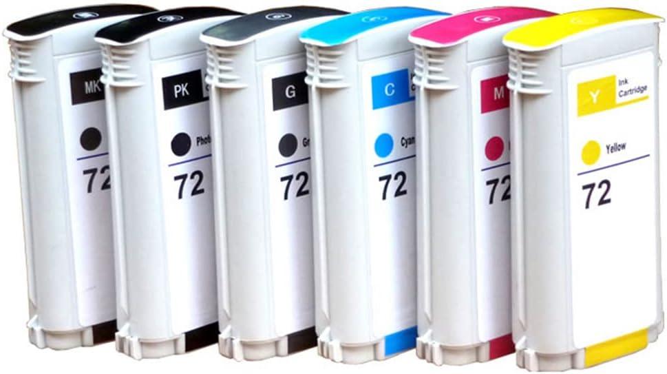 72 Ink Cartridges Replacement for HP 72 Print Head T610 T620 T770 T790 T1100 T1120 1200 T1300 T2300 New Updated Chips (MK/PK/G/C/M/Y)