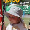 FURTALK Baby Sun Hat Smile Face Toddler Boys Girls Bucket Hat 0-5 Years Kids UPF 50+ Sun Protection Summer Hats (0-6 Months, Gray+green)