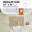 TYUU Pale Beige Bathroom Rug, Waffle Bath Mat Non Slip Washable Super Absorbent Quick Dry Boho Farmhouse Bathroom Decor, 36''x24'' Pale Beige