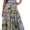 ksotutm 2 Piece Skirt Sets for Women Animal Printed Halter Top High Waist Maxi Skirt Women's Fashion Vacation Outfits (Large, Blue)