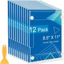 12 Pack Acrylic Sign Holder 8.5 x 11 Wall Mount, Vertical & Horizontal Use, Wall Sign Holder Memo Document Menu Holder for Office Store Restaurants Wedding Party Decoration, No Drilling