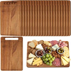 Nuenen 30 Pcs Bulk Wood Cutting Board with Handle 12 x 7.8 Inch Acacia Bamboo Wooden Kitchen Serving Chopping Boards for Pizza, Bread, Charcuterie, Fruit, Vegetables (Acacia)