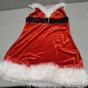 RSLOVE Christmas Costumes for Women  Santa Claus Costume Velvet Dress with Fur Trim Holiday Party Outfits (Small, Red)