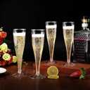 100 Pack Plastic Champagne Flutes,4.5 oz Plastic Glasses,Clear Disposable Champagne Flute,Toasting Glasses for Party Wedding Thanksgiving Day Christmas Party Cocktail Cups(Black)