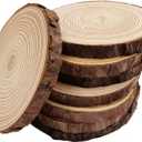 Unfinished Natural with Tree Bark Wood Slices 8 Pcs 5.5-6 inch Disc Coasters Wood Coaster Pieces Craft Wood kit Circles Crafts Christmas Ornaments DIY Crafts with Bark for Crafts Rustic Wedding