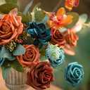 Ling's moment Artificial Flowers Wedding Rustic Teal Fall Combo for DIY Wedding Centerpieces Bouquets Combo Decorations