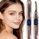 Heated Eyelash Curlers with Battery Indicator, Electric Eyelash Curler 3 Temperature Modes LED Display USB Rechargeable Makeup Tools, Heated Lash Curler Ideal Christmas Gift for Women Golden Brown P1