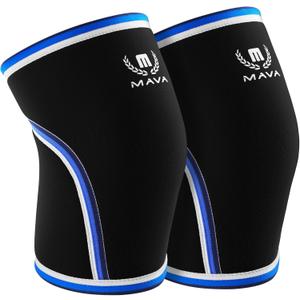 Mava Sports Knee Sleeves Weightlifting Men & Women, 7mm Neoprene Knee Sleeves for Women and Men, Ideal for Cross Training WOD, Squats, Powerlifting (Large, Black)