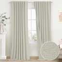 SimpleHome Cream Linen 100% Blackout Curtains for Living Room,84 Inch Length Farmhouse Back Tab Textured Curtains for Bedroom,2 Panels,52" W x 84" L