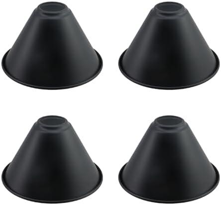 MY MIRONEY 4PCS Industrial Metal Bulb Guard Black Iron Cone Hanging Ceiling Light Holder Hardware for Pendant Light Table Lamp Wall lamp, 4.09" Height