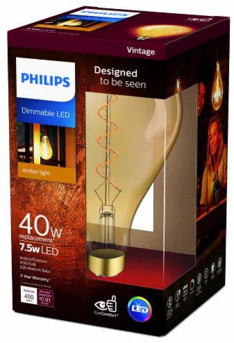 Philips Dimmable LED Amber light 40W 7.5w LED Vintage
