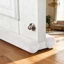 Premium Velvet Under Door Draft Stopper, 30-36 Inch Adjustable Double Sided Door Seal, Noise Blocker and Soundproof Sweep, Blocks Light, Dust, Air, Wind, and Bugs,White