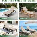 Chaise Lounge Cushions Outdoor, 72x 21x 3 Inch Waterproof & Fade-Resistant Lounge Chair Cushion, Outdoor Chaise Cushion with Removable Cover & Ties for Lawn, Patio, Pool & Beach, Beige