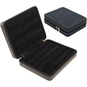 SANSREPONSE Jewelry Case Chest Box Display Tray Portable with Zipper Organizer Faux-Leather for Travel Jeweler Accessory Necklace Earring Ring Storage(BK-R)