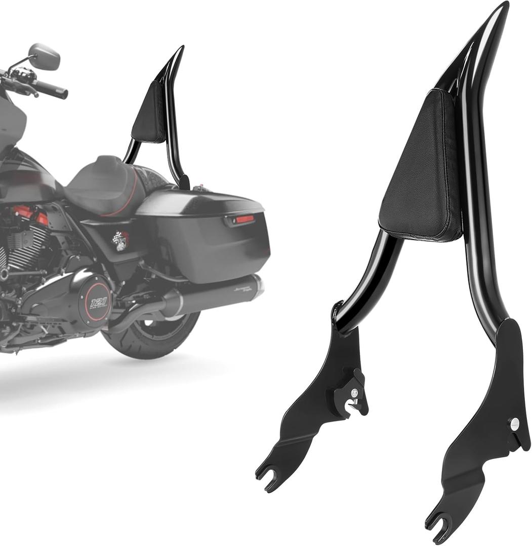 24" Motorcycle Sissy Bar for Harley, Integrated Passenger Backrest compatible with Touring CVO Street Glide Road Glide Electra Glide Road King FLHR FLHX FLHT FLTR 2009-2024(Black)