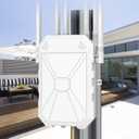 AC1200 Outdoor WiFi Extender, Outdoor WiFi Extender Signal Booster, Wireless Outdoor Access Point, IP67 Weatherproof, Passive PoE, WPA3, Long Range WiFi Coverage for Garage, Yard, Farm, RV, Starlink, White