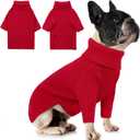 Queenmore Dog Sweaters for Medium Dogs, Waffle Knit Doggie Sweater with Long Sleeve, Dog Sweaters for Medium Dogs, Cat Christmas Sweater, Red M