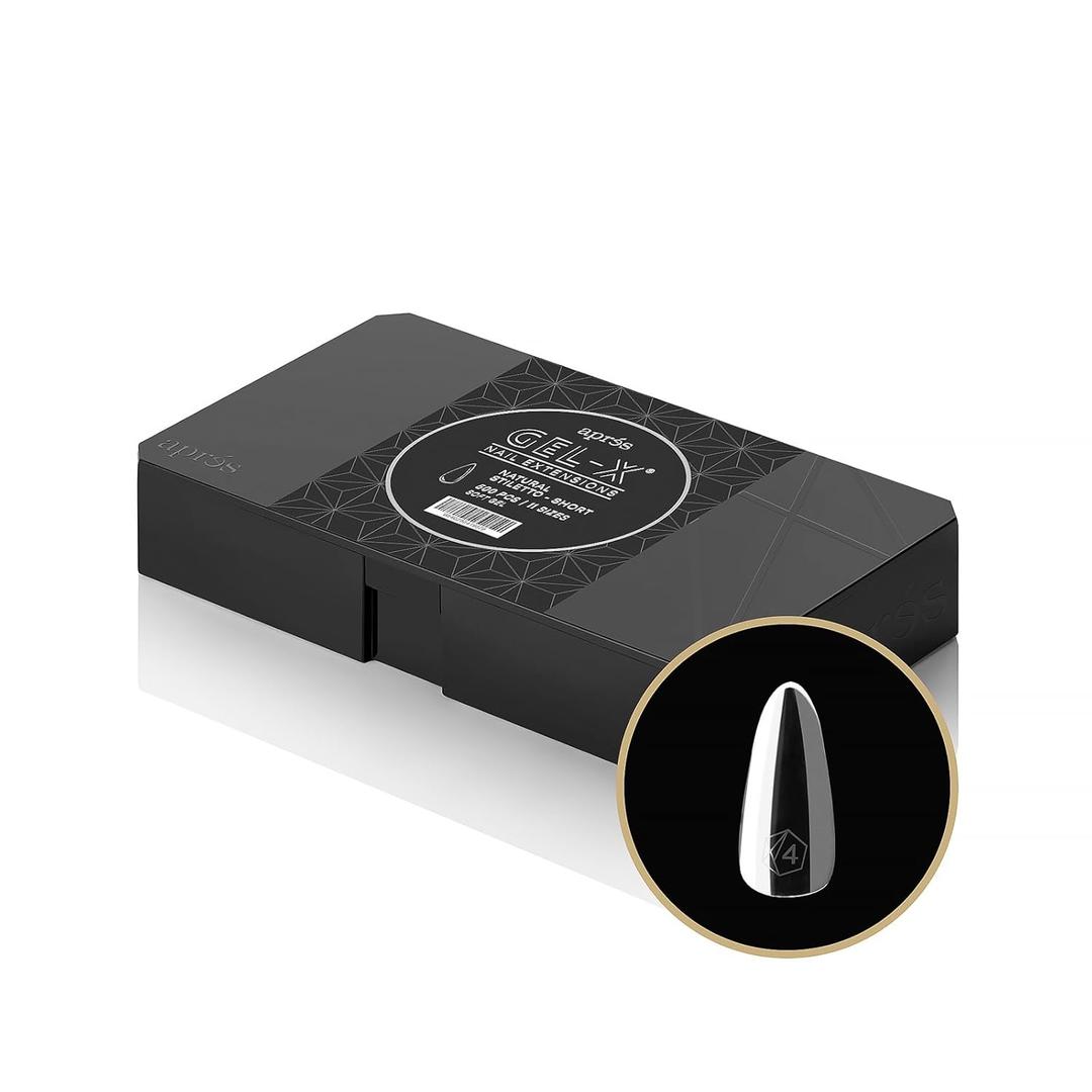 Aprs Gel-X Natural Stiletto Short Tip Box | 500pc Gel-X Tips, 11 Sizes 00-9, Premium Quality