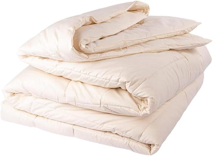 Sleep & Beyond myMerino Light 100% Organic Duvet Wool Comforter for All Seasons - Ultra Soft, Breathable, Warm & Cool - Moisture Wicking - Ivory - Full/Queen 90x90