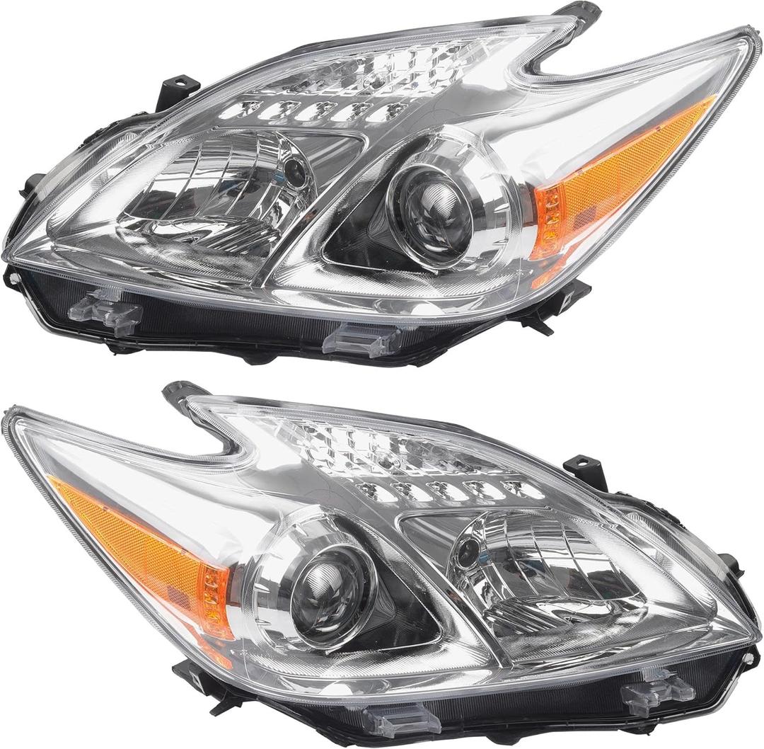 Dasbecan Halogen Headlight Compatible With Toyota Prius 2012-2015 Driver  Passenger Side Replaces# TO2519134 TO2518134 1 Pair Headlamp Assembly