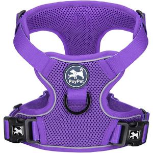 PoyPet Reflective Soft Breathable Mesh Dog Harness No Choke Double Padded Vest Adjustable(Purple,S)