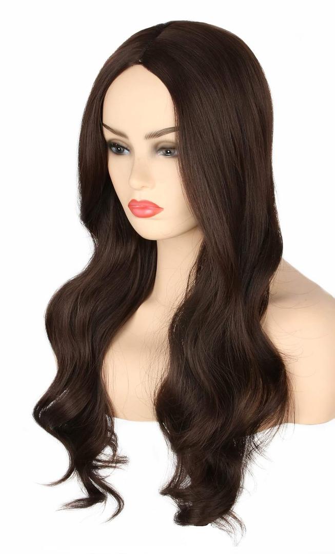 Topcosplay Women Wigs Dark Brown Long Wavy Halloween Costumes Cosplay Wig