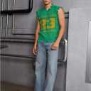 Men's Letter Graphic Sweater Vest Y2k Ripped V Neck Sleeveless Knit Tops (Green, S)