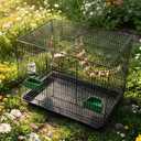 20-inch Bird Cage,Foldable Medium Small Parrot Parakeet Bird Cages for Parrots Canaries Cockatiels Lovebirds Finches Budgies Conures Pet Metal Birdcage with Slide-Out Tray and 4 Pcs Bird Toys