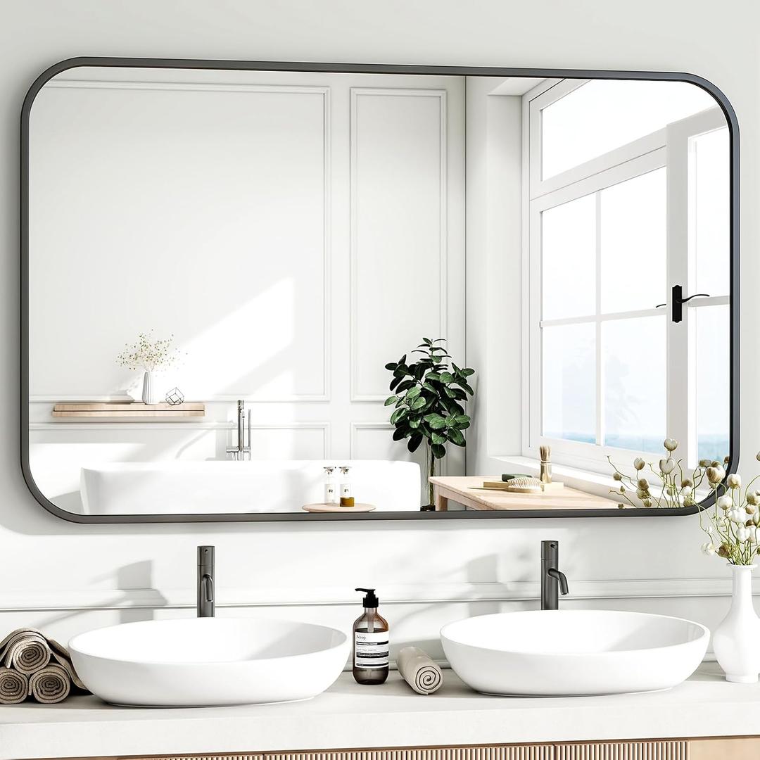 HARRITPURE Bathroom Mirrors for Over Sink 48''x30'' - Black Wall Mirror