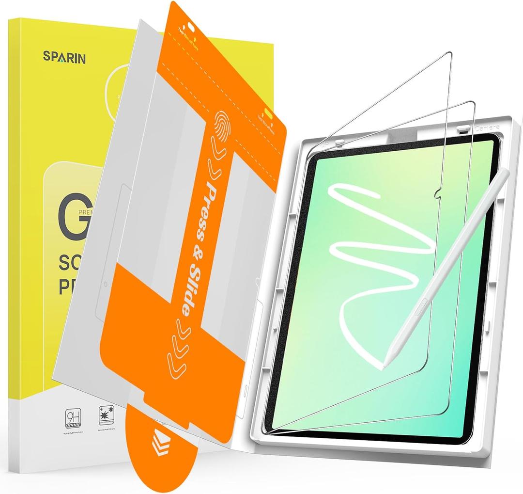 SPARIN Paper Glass Screen Protector for Samsung Galaxy Tab A11 Plus (A11+)/A9 Plus (A9+) 11 Inch, 2 Pack Case Friendly Matte Anti Glare with Auto Application Tray, Write Like on Paper, Pencil Support