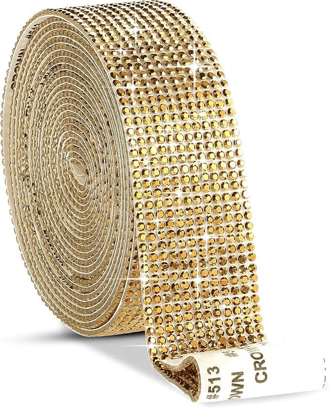 Rhinestone Ribbon 5 Rolls 7 Yards Self Adhesive Diamond Bling Rhinestones Strips, Crystal Rhinestone Tape Diamond Ribbons Wrap Glittering Stickers for Crafts Arts Car DIY Decoration, Gold, 4 Size Rhinestone Ribbon 5 Rolls 7 Yards Self Adhesive Diamond Bling Rhinestones Strips, Crystal Rhinestone Tape Diamond Ribbons Wrap Glittering Stickers for Crafts Arts Car DIY Decoration, Gold, 4 Size