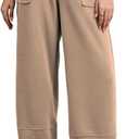 Viracy Women's Baggy Wide Leg Pants Casual Cross Elastic Waist Palazzo Wrap Hem Harem Pants with Pockets (X-Large, Khaki)