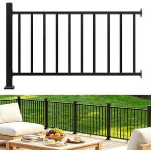 Aluminum Deck Railing Kit, Modular 36 in H. x 5 Ft W Level Railing Kit for Outdoor Steps,Heavy Duty Balustrade System for Deck, Porch, Patio & Balcony(1 Post, 1 Panel)