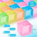 Simgoing 72 Pcs Mini Ice Cube Stress Balls Fidget Toys Bulk Squeeze Square Ball Sensory Toys Stress Relief Ice Cube for Small Prize Birthday Party Favor Bags Box Filling, 6 Colors