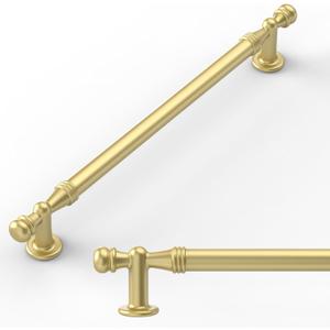 Amerdeco 10 Pack Brushed Gold Cabinet Pulls 7.5 Inch(192mm) Hole Center Drawer Pulls Cabinet Hardware Kitchen Cabinet Handles for Bathroom ZH0083