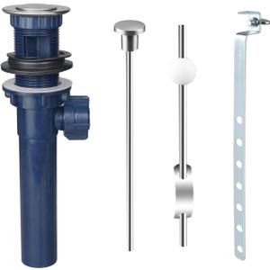 Bathroom Sink Drain with Lift Rod, Pop up Sink Drain Stopper with Lift Rod, Universal Sink Drain Stopper with Overflow, for Bathroom Vanity Sink, Lavatory, Fit Most Drains (Brushed Nickel