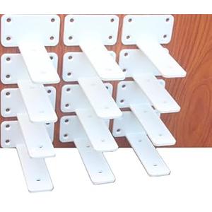 12 Pack - 6 inch White Hidden L Shelf Bracket (1/5 Inch Thicked) Iron Floating Shelf Brackets Rustic Industrial Metal Brackets for Shelf Support