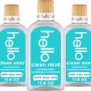 Hello Clean Mint Alcohol Free Mouthwash with Aloe Vera, 17.6 Fl Oz, Antigingivitis Gum Mouthwash with Farm Grown Mint, Fluoride Free, No Alcohol for Zero Burning, Vegan, Minty Oral Rinse, 3 Pack