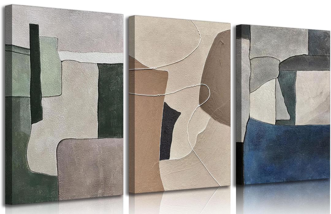 GKQNMU 3pcs Abstract Texture Canvas Wall Art, Canvas Wrapping 16x24in