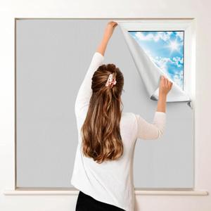 100% Blackout Curtains for Bedroom, Portable DIY Window Blinds, No Drill Window Shades & Blackout Blinds with Stickers & Tabs for Travel, Dorm Room, Media Room (Grey, 118" x 57")