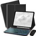 Bxomteng Keyboard Case for Samsung Galaxy Tab A11+ Plus 2025 / A9+ Plus 2023 11 inch  7 Colors Backlit Keyboard Cover and Mouse (Black)