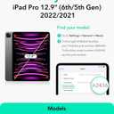 ESR for iPad Pro 12.9 Case (6th/5th Generation, 2022/2021), Removable Magnetic Cover, Adjustable Portrait/Landscape Stand with Raised Display View, 9 Standing Angles, Shift Series, Titanium