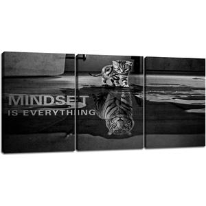 3 Panels Mindset is Everything Motivational Canvas Wall Art Inspirational Entrepreneur Quotes Poster Print Artwork Painting Picture for Framed Home Decoration Living Room office bedroom 36''W x 16''H