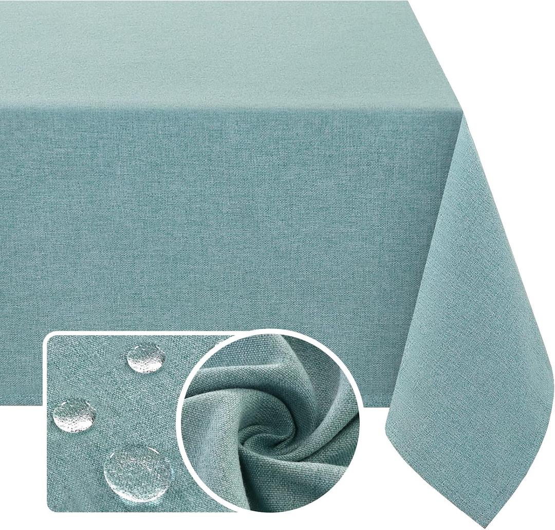 H.VERSAILTEX Linen Textured Tablecloth 54 x 54 Waterproof Decorative Table Cloth Spill-Proof Linen Look Cover for Party Table Extra Soft and Thick Fabric Wrinkle Free, Heather Aqua