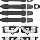 Exterior & Interior Door Handles (8PCS), Compatible with 2006-2008 Hyundai Sonata, Balck Outside & Chrome Inside Front & Rear Left Driver & Right Passenger Door Handle Set, Replace# 82651-3K000, 79824