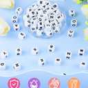 130Pcs FIVEIZERO Silicone Letter Beads, 12mm A-Z Alphabet Beads,Square Bead for Bracelets and Keychains, Large Letter Bead for Necklaces and Lanyards MakingWhite