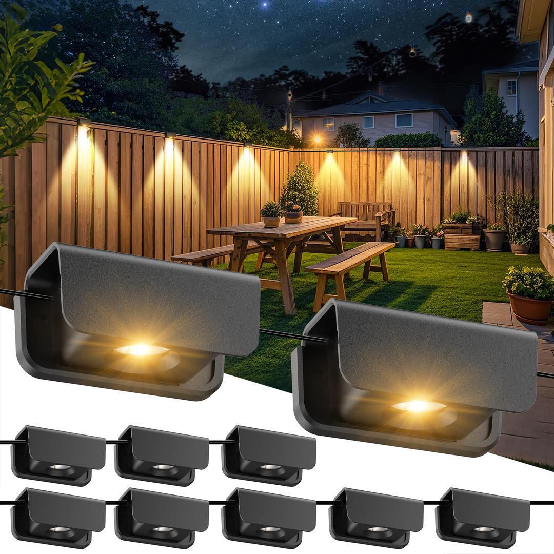 Fence Lights Outdoor 10 Pack, Waterproof IP65 Deck Lights with 3 Modes High Brightness LED Step Lights for Outside, Backyard, Railing, Patio, Pool, Garden
