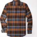 Alex Vando Mens Button Down Shirts Flannel Shirt Long Sleeve (Navy/Orange , S)
